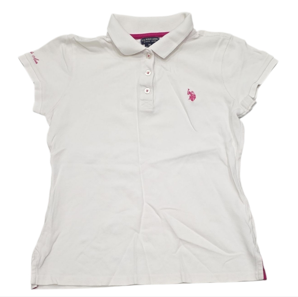 U.S. Polo Assn. Girl's White Polo Shirt #F0178